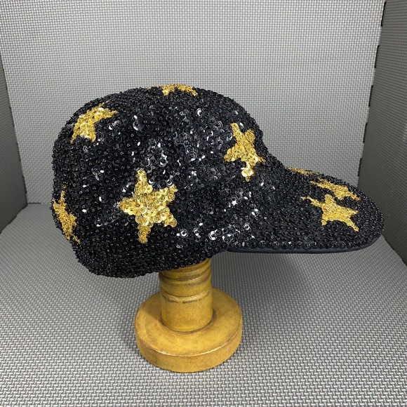 Inkahoots Accessories - Vintage Inkahoots Full Sequin Hat Womens One Size Black Gold Stars 80s Retro